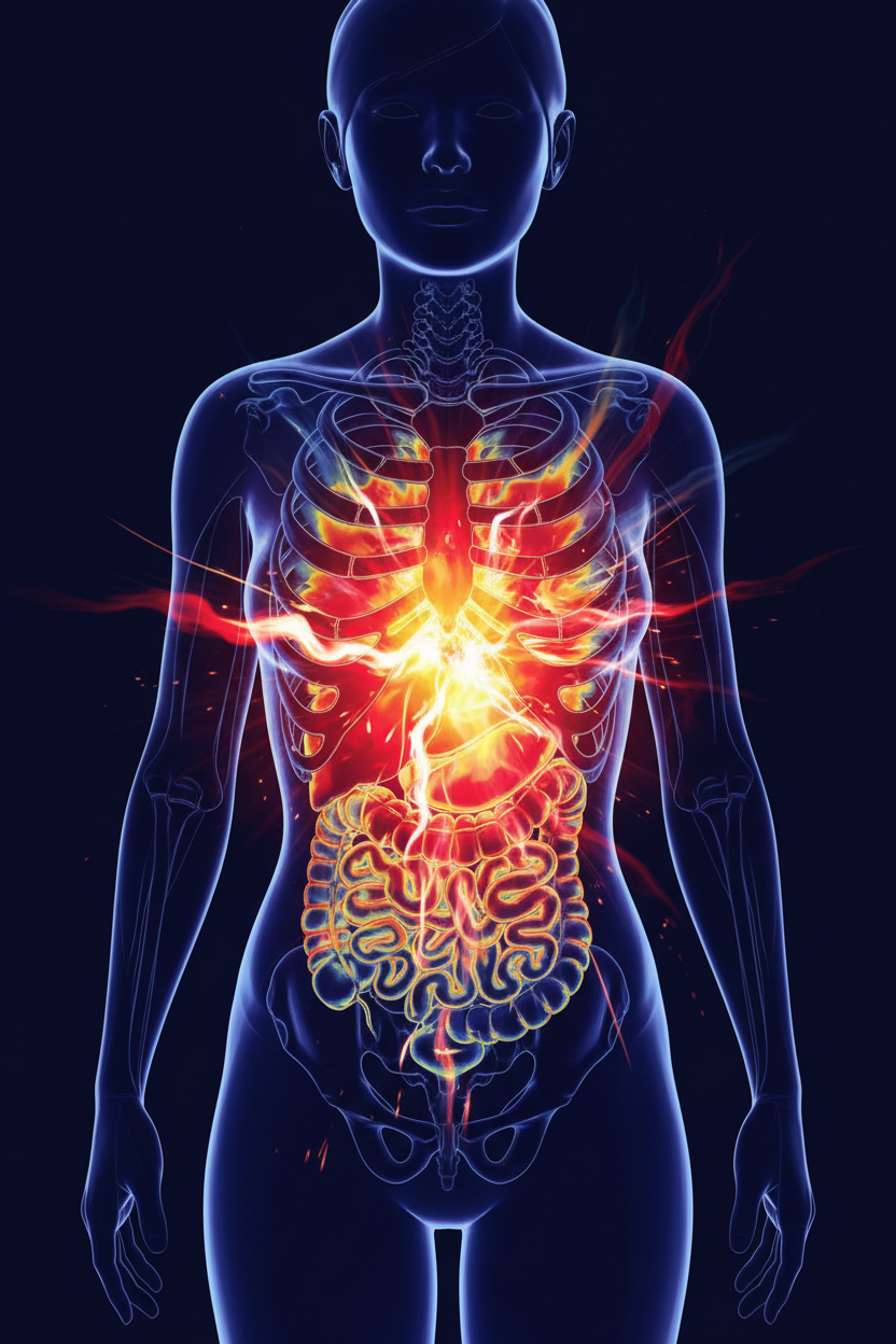 Human body showing emotional combustion and internal energy transformation by Christina Mitchell Verve and Verse perimenopause wellness